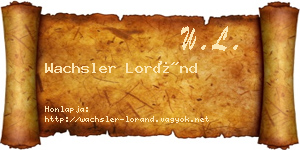 Wachsler Loránd névjegykártya